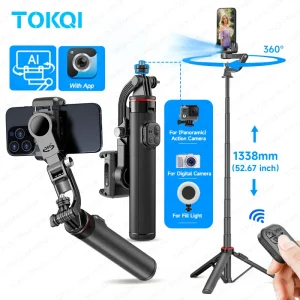 AI Face Tracking Handheld Gimbal  360° Rotation Selfie Stick Tripod